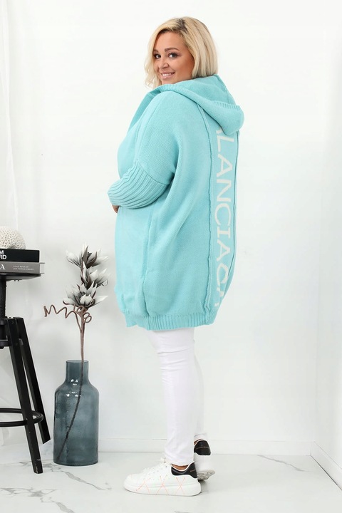 Narzutka kardigan oversize miętowa plus size