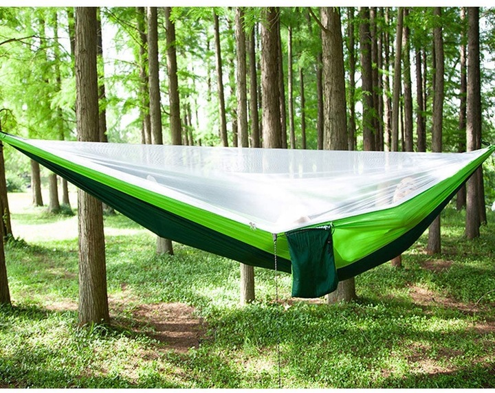 MOCNY HAMAK 2-OSOBOWY Z MOSKITIERĄ 260x140cm 200KG