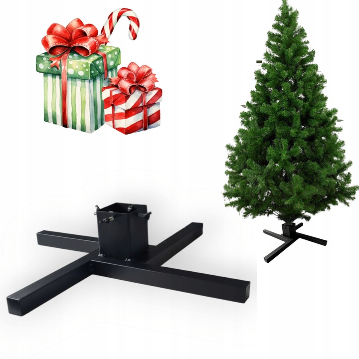 DUŻY STOJAK pod CHOINKĘ na Metalowy Choinkowy stal CZARNY nowoczesny 300cm