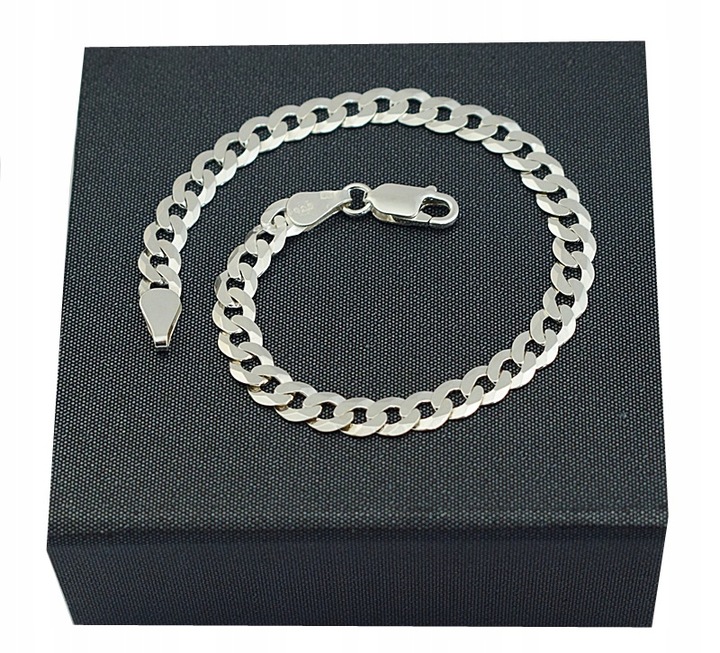 SREBRNA PEŁNA BRANSOLETKA MĘSKA PANCERKA PR. 925 + PUDEŁKO Z DEDYKACJĄ