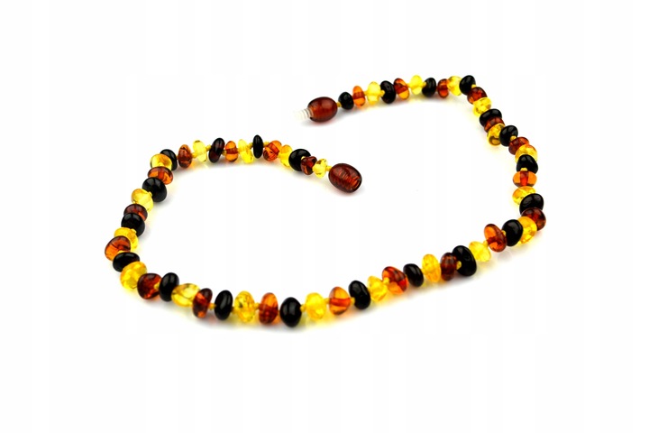 NASZYJNIK NA ZĄBKOWANIE BURSZTYN BAROK MIX KOLOROWY