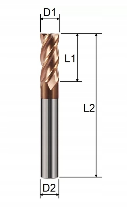 Frez palcowy CNC fi 8 mm x 60 mm HRC 55 VHM widiowy do metalu