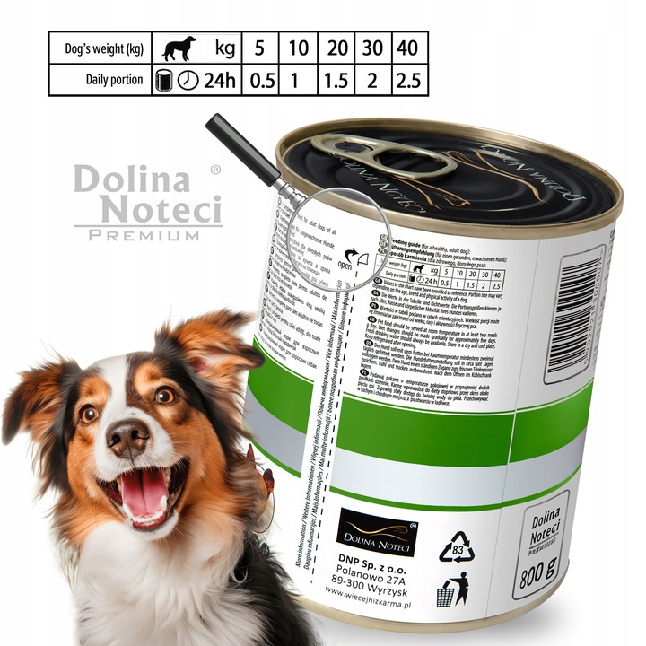 MOKRA KARMA DLA PSA DOLINA NOTECI PREMIUM PUSZKA PIES MIX SMAKÓW 10 X 800G