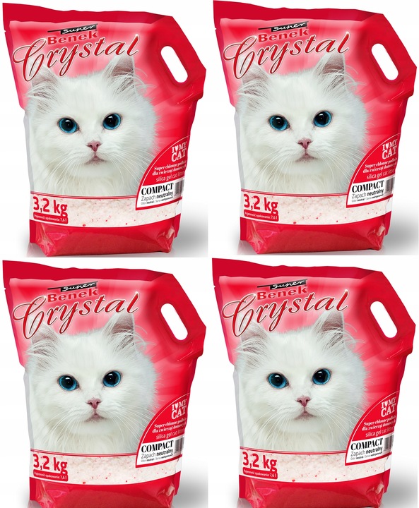 Benek Crystal Compact 4x7,6L Drobnoziarnisty Silikonowy żwirek dla kota