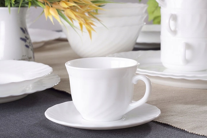 LUMINARC TRIANON WHITE Serwis kawowy 220 ml 12/6