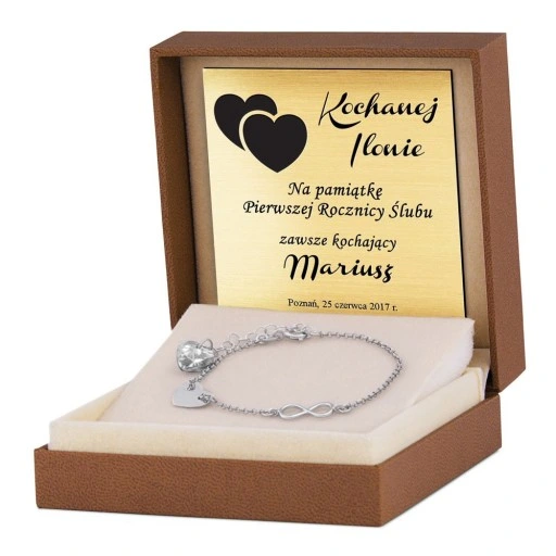 SREBRNA BRANSOLETKA 925 SERDUSZKO GRAWER