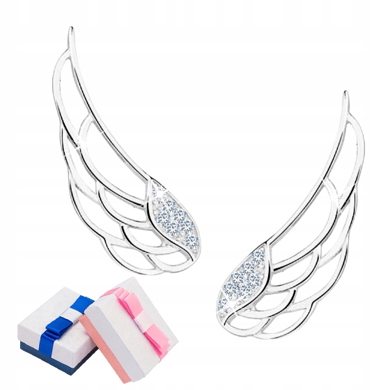 KOLCZYKI SREBRNE NAUSZNICE SKRZYDŁA RODOWANE KOLCZYKI SREBRO PRÓBA 925