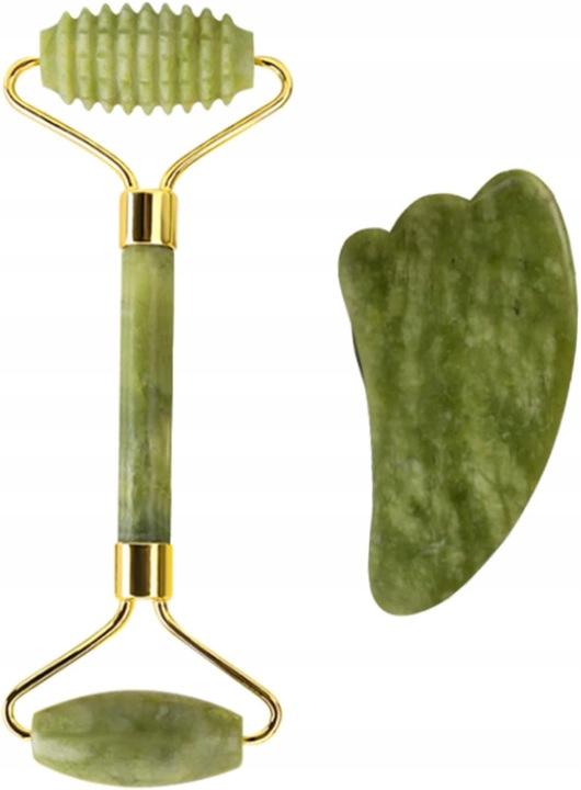 MASAŻER JADEITOWY KAMIEŃ NATURALNY GUA SHA ZESTAW