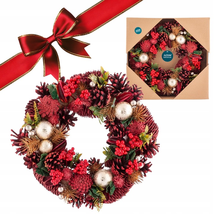 Wianek na drzwi świąteczny stroik wieniec Boże Narodzenie Altom Design 30cm