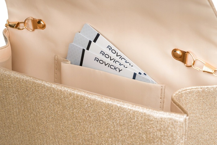 Torebka kopertówka damska złota wieczorowa elegancka na ramię Rovicky