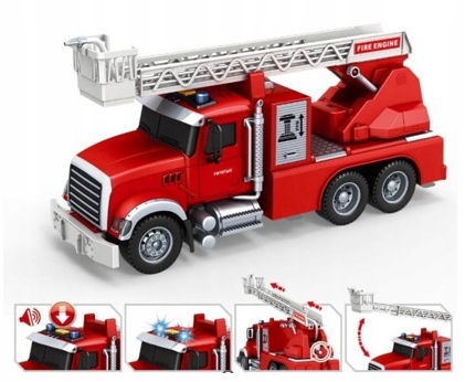 WÓZ STRAŻACKI STRAŻ POŻARNA STRZELA WODĄ ZE ŚWIATŁEM I DŹWIĘKIEM Z NAPĘDEM