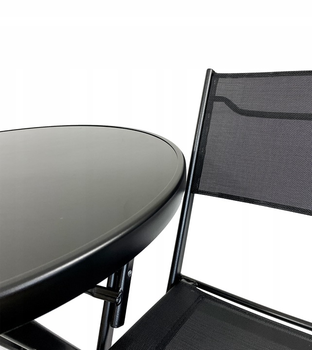 MEBLE NA BALKON TARAS SKŁADANE KOMPLET ZESTAW TASOS 2-OS 60 L CZARNY