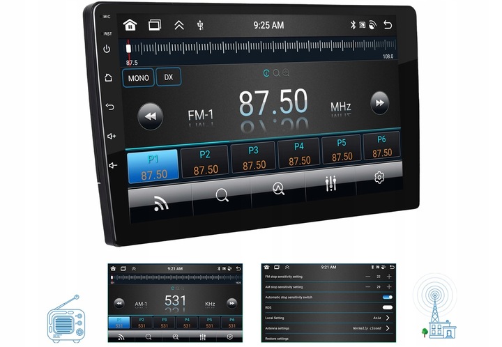 RADIO SAMOCHODOWE 2 DIN ANDROID AUTO CARPLAY 6GB RAM WIFI GPS RDS DSP FM 9"