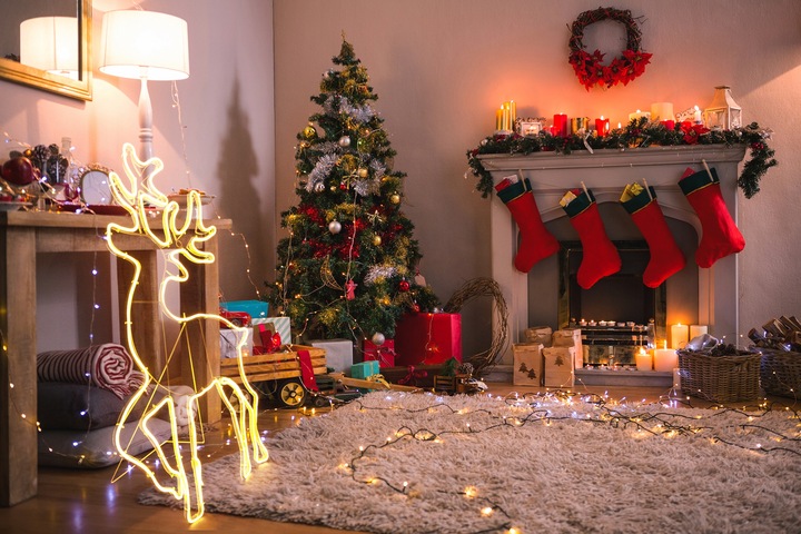 Lampki Zewnętrzne Świąteczne Renifer Dekoracja Ozdoba LED Neon Biały IP44