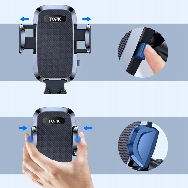 Uniwersalny TOPK uchwyt do samochodu na telefon obracany obrotowy o 360°