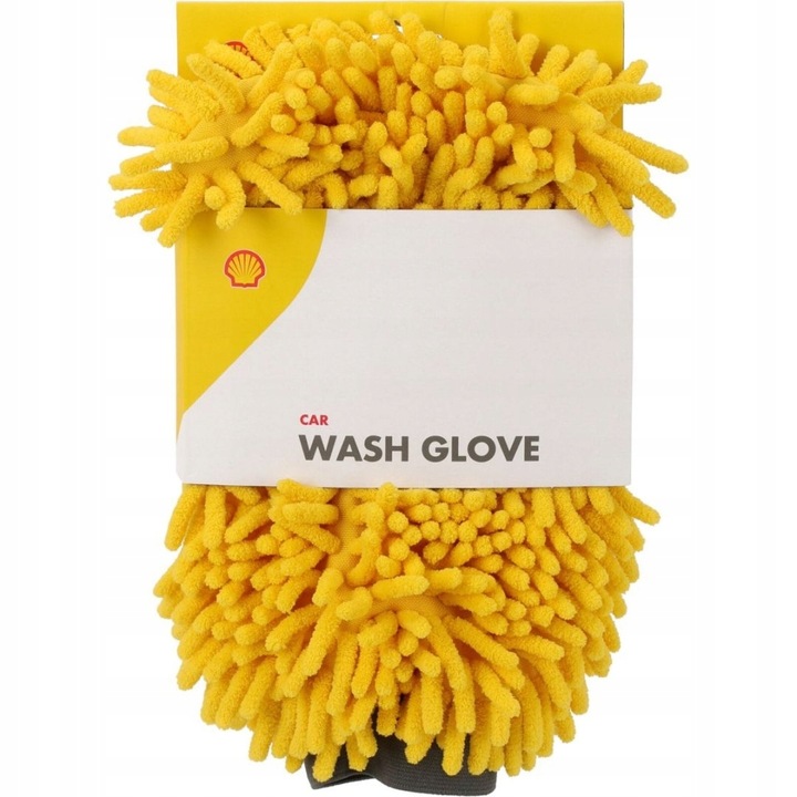 Rękawica do mycia auta Shell z frędzlami żółta 15 x 27 cm