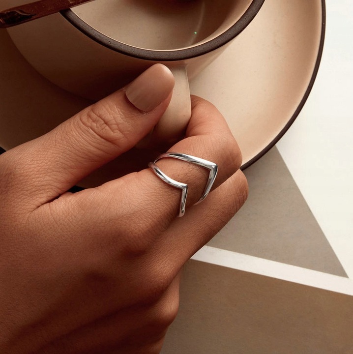 Pierścionek Srebrny 925 2 V Pierścionki Srebrne Regulowany Srebro