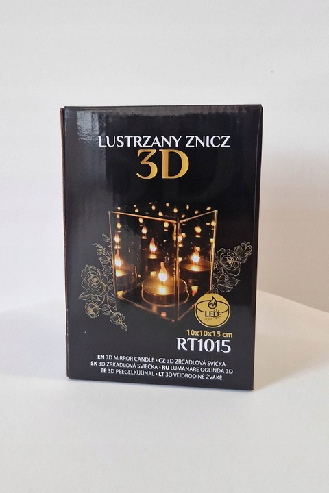 Lustrzany Lampion Znicz 3D LED Sześcian