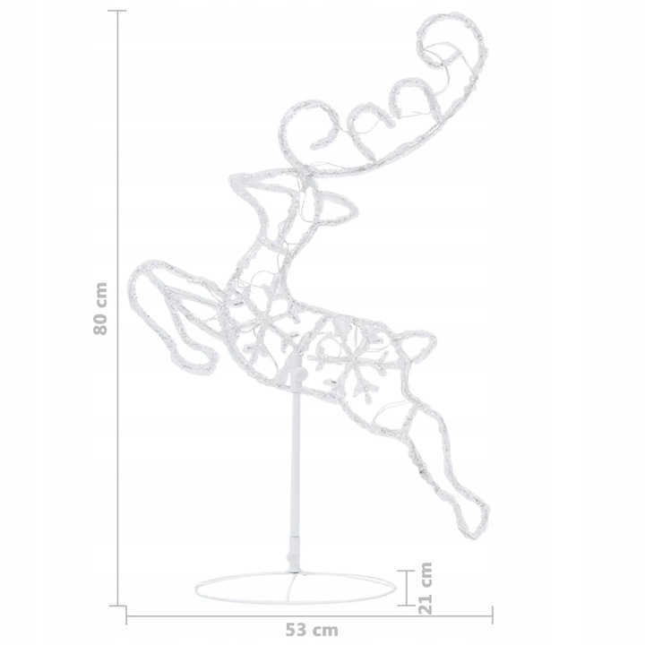 Świąteczne, lecące renifery z saniami, akryl, 260x21x87 cm