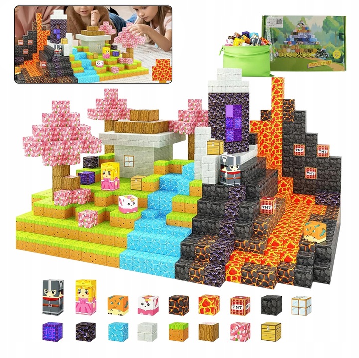 KLOCKI MAGNETYCZNE bloki MOCNE na magnes Zestaw 79 sztuk KLOCKÓW