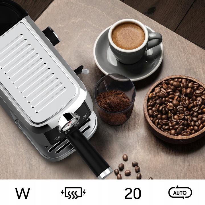 Iceagle Ekspres do kawy espresso CM1665, manometr, 20 barowa włoska pompa