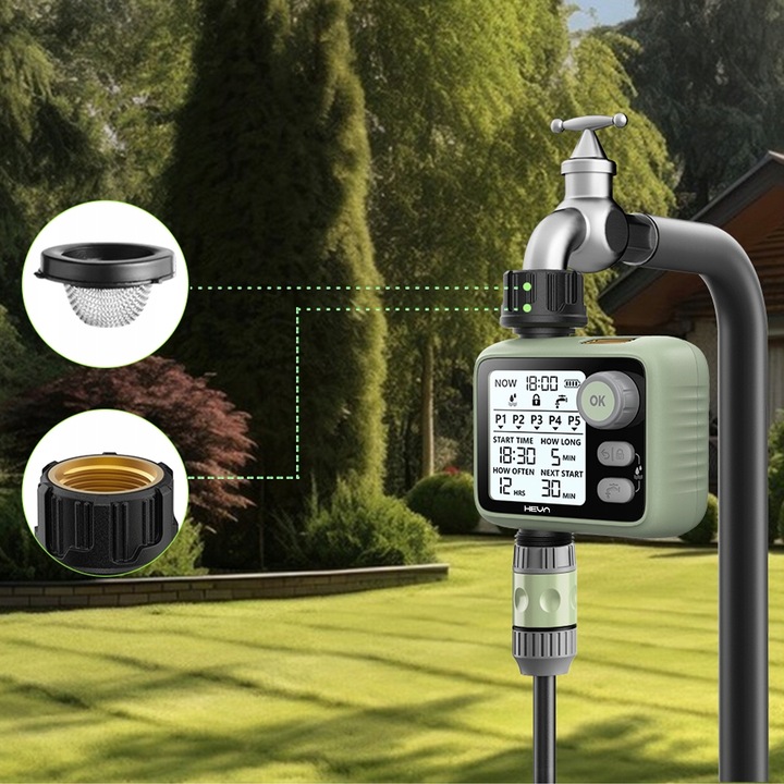 Elektroniczny sterownik nawadniania HEVA programator do wody z filtrem 8bar