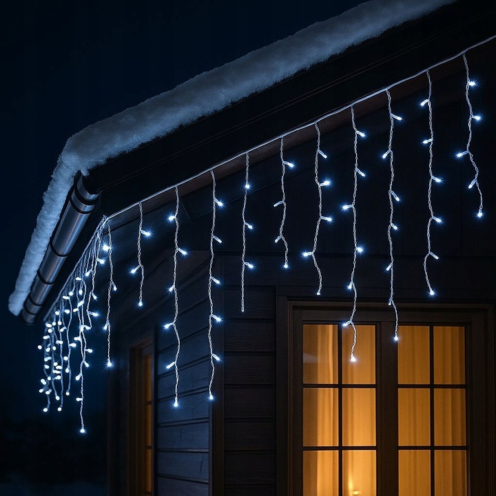 SOPLE 300 LED BIAŁE ZIMNE ZEWNĘTRZNE CHOINKOWE Świąteczne sople dekoracja