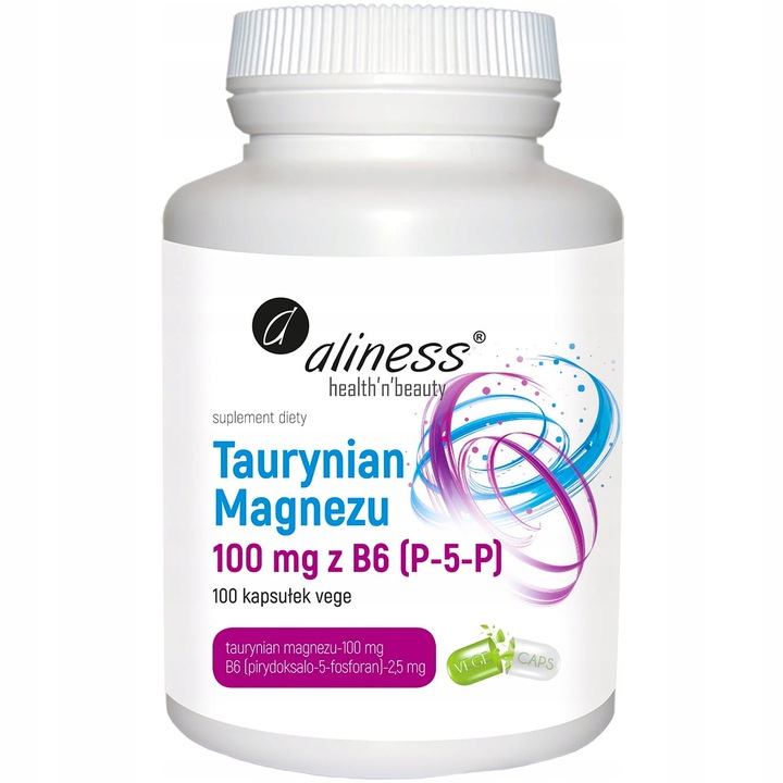 Aliness Taurynian Magnezu 100mg B6 (P-5-P) STRES SKURCZE MIĘŚNI VEGE 100k