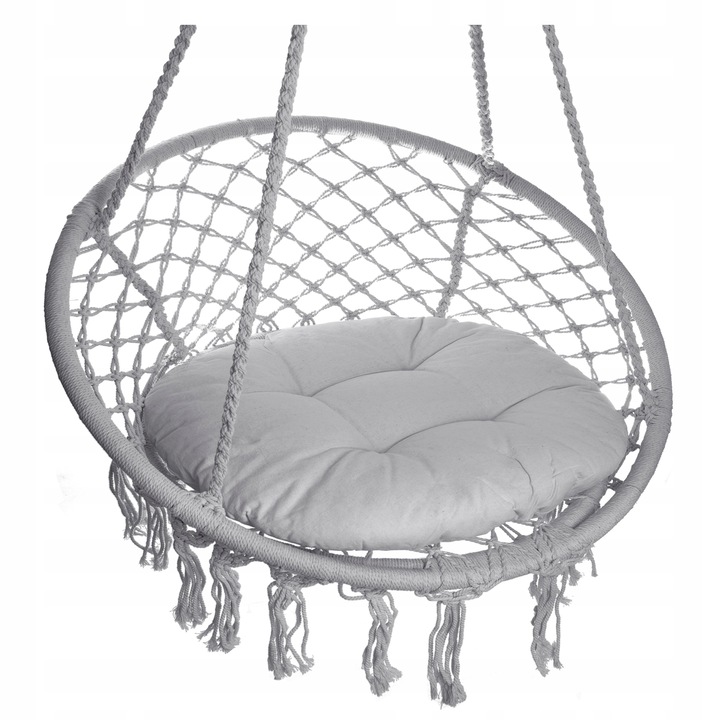 Huśtawka wisząca pleciona BOHO Szary + Poduszka