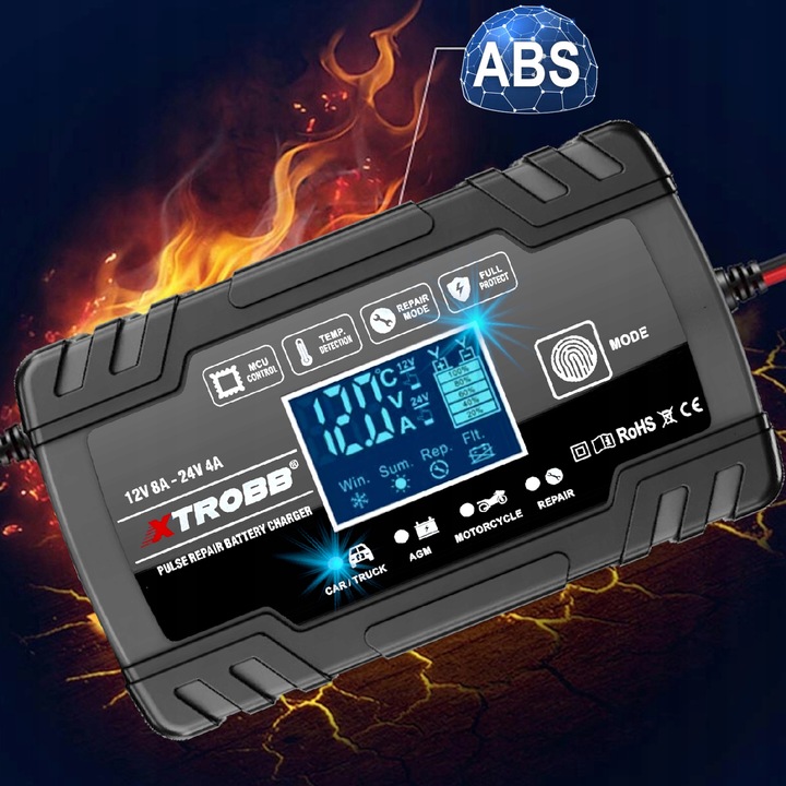 Prostownik SAMOCHODOWY AUTOMATYCZNY Z FUNKCJĄ NAPRAWY AKUMULATORÓW 12V 24V