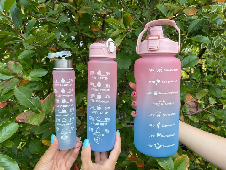 BIDON BUTELKA na WODĘ MOTYWACYJNA Zestaw 3 SZT. SHAKER FITNES 2L 0,7L 0,3L