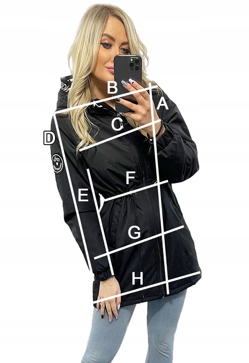 ASYMETRYCZNA PARKA kurtka Z KAPTUREM 4 KOLORY XS