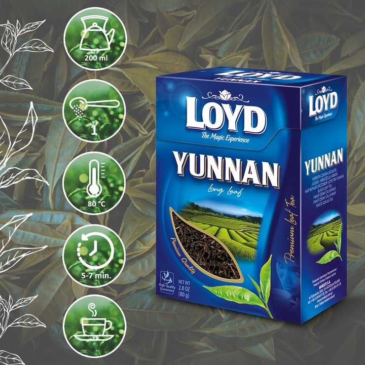 Chińska Herbata Czarna Liściasta Yunnan Long Leaf Bogaty Smak 80g LOYD