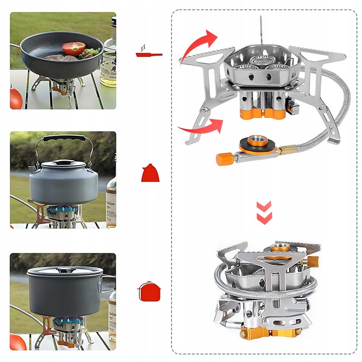 Doskonała MINI kuchenka turystyczna gazowa na kartusze z adapterem 5800W