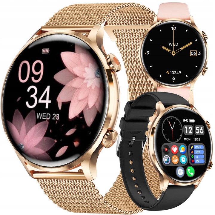 Smartwatch Zegarek Damski Pomiary Rozmowy Pulsometr Polskie Menu Elegancki