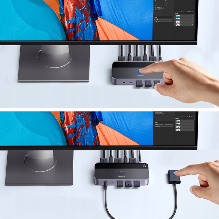 UGREEN PRZEŁĄCZNIK SWITCH KVM 2w1 HDMI USB-A USB-B USB-C MICRO 4K 2X KABEL