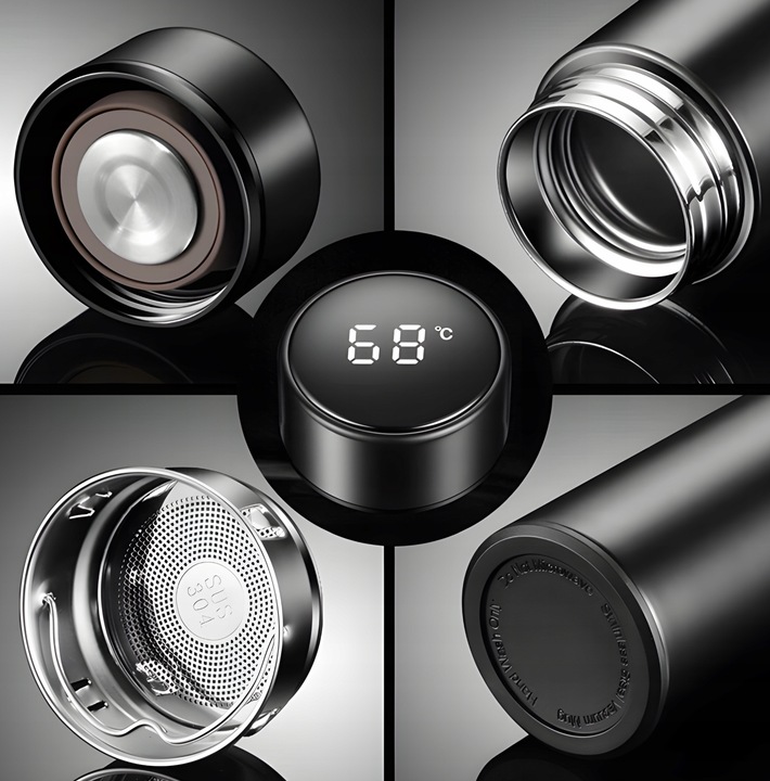 KUBEK TERMICZNY TERMOS NA KAWĘ HERBATĘ DO SAMOCHODU Z WYŚWIETLACZEM 500 ml