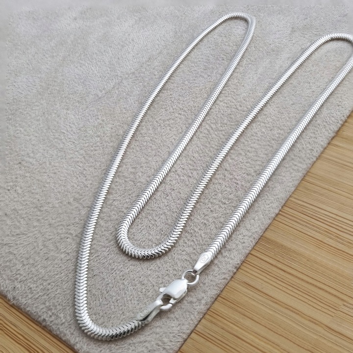 Owalna Żmijka Łańcuszek srebrny pr. 925 Snake Linka dla Niej 50 cm x 2,5 mm