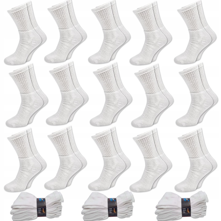 15 x Skarpety FROTTE białe MĘSKIE zimowe CIEPŁE bawełniane POLSKIE 39-42