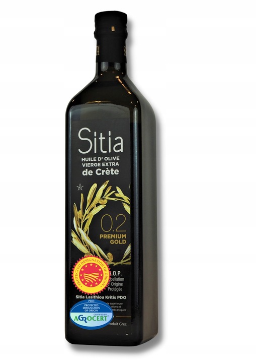 Zdrowa GRECKA oliwa z oliwek Premium - SITIA 0,2% butelka 1 L data do 04/27
