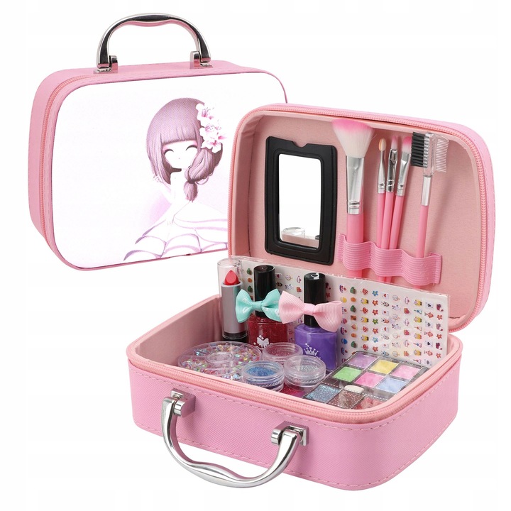 KUFEREK Z KOSMETYKAMI DO MAKIJAŻU MAKE UP DLA DZIECI I LAMPA UV DO PAZNOKCI