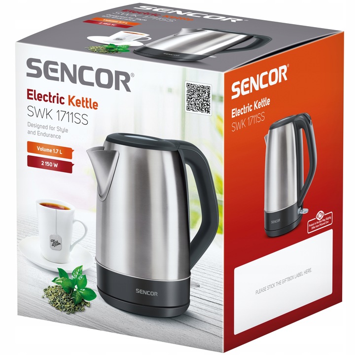 Czajnik elektryczny Sencor SWK1711SS 2150W 360 1.7l srebrny stal nierdzewna