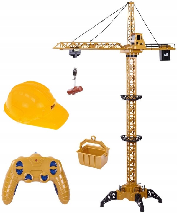 Mega Dźwig Żuraw Budowlany RC Zdalnie Sterowany 128cm na Pilot + Kask LED