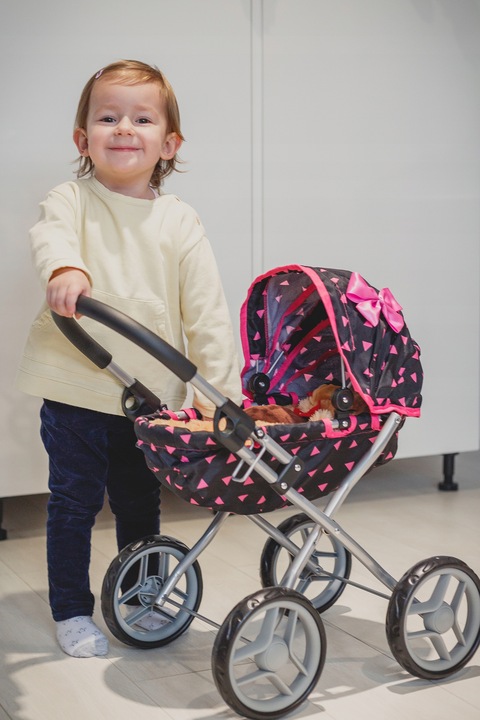 KINDERPLAY WÓZEK DLA LALEK GŁĘBOKI GONDOLA SKŁADANY DASZEK