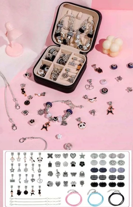 ZESTAW DO ROBIENIA BRANSOLETEK NASZYJNIKÓW KREATYWNY PREZENT DLA DZIECI