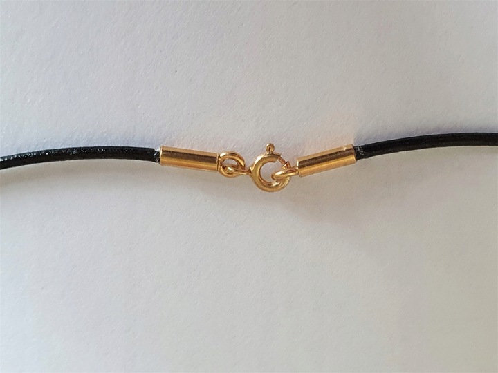 RZEMYK CZARNY ZAPIĘCIA SREBRO 925 POZŁACANE 45 CM