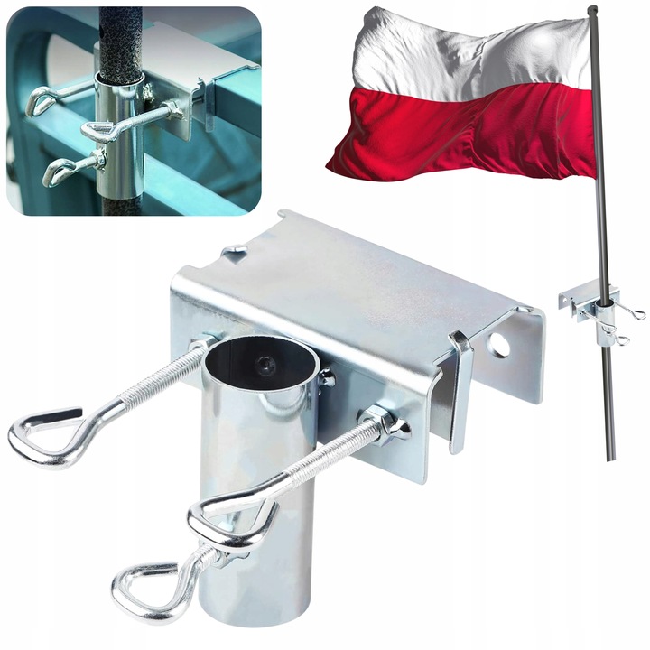 Uchwyt na FLAGĘ Parasol na balkon BEZ WIERCENIA do Poręczy Do Barierki