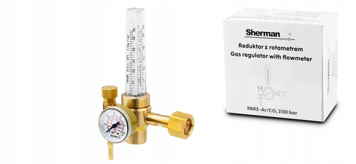 REDUKTOR BUTLOWY z rotametrem SHERMAN RBR Ar/CO2 ARGON CO2 MIX MIG MAG TIG