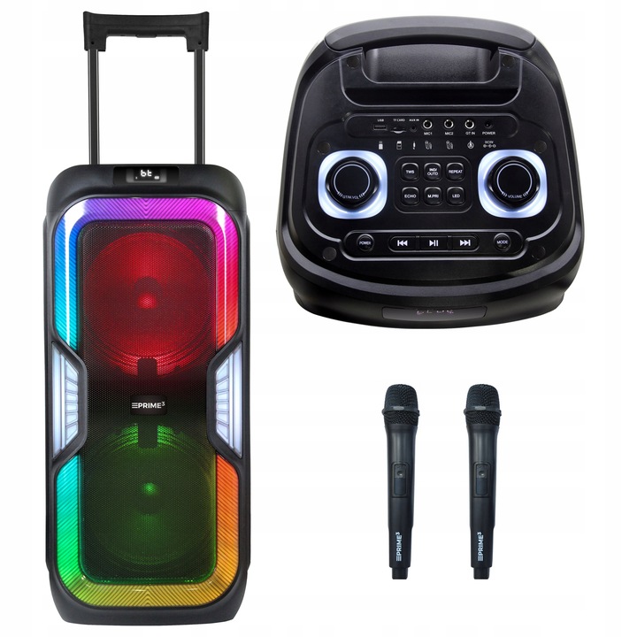 POWER AUDIO KOLUMNA GŁOŚNIK BT 2 MIKROFONY PILOT KARAOKE PRIME3 APS91