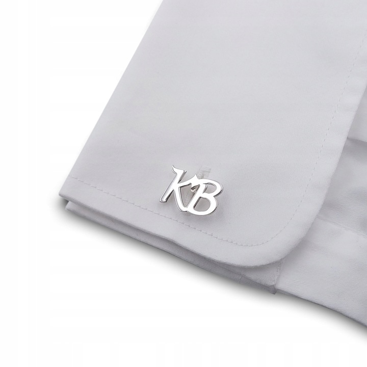 Srebrne spinki do mankietów inicjały na Prezent